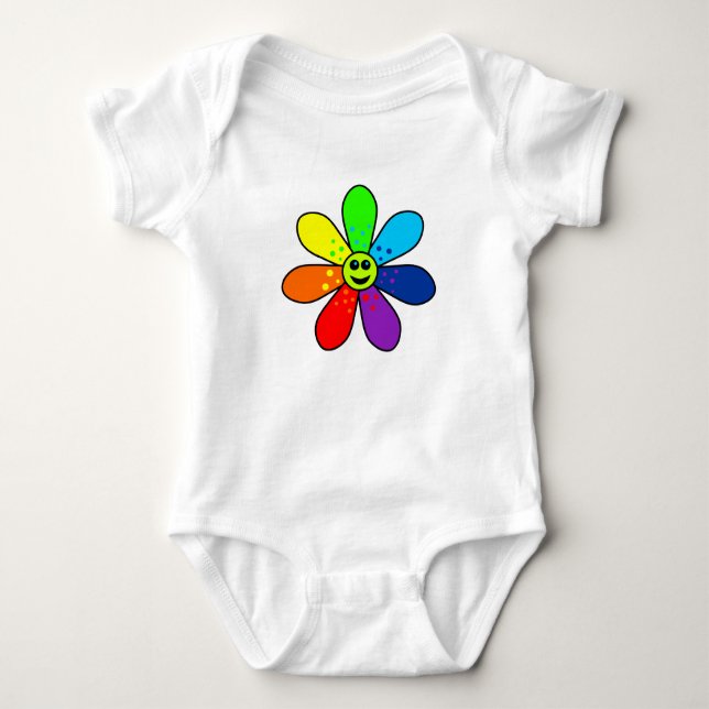 Rainbow Flower Baby Bodykostym Tröja (Framsida)