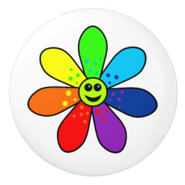 Rainbow Flower Ceramic Knob Knopp