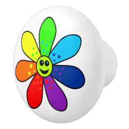 Rainbow Flower Ceramic Knob Knopp