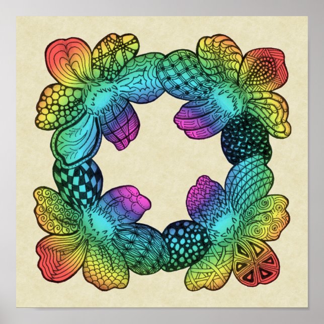 Rainbow Flower Doodle Poster (Framsidan)