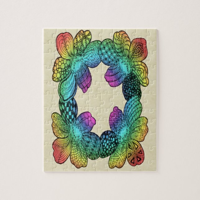 Rainbow Flower Doodle Pussel (Vertikal)