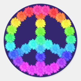 Rainbow Flower Fredstecken Sticker Runt Klistermärke