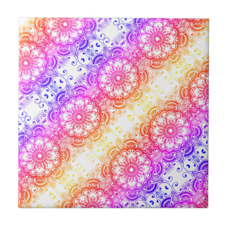 Rainbow Flower Mandala Mönster 3 Kakelplatta