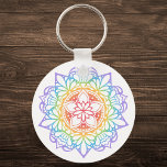 Rainbow Flower Mandala Nyckelring<br><div class="desc">Lägg till lite färg och lugn i nycklar med den här Rainbow Flower Mandala-nyckelkedjan. Den här nyckelkedjan är en perfekt för att ge uttryck för fred, enighet och positivitet. Idealisk som en unik gåva eller personlig assistent för dem som uppskattar komplicerat mönster och ljusa färger. Bär lite biet av konst...</div>
