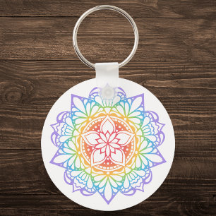 Rainbow Flower Mandala Nyckelring
