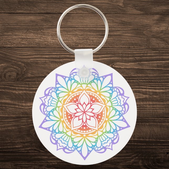 Rainbow Flower Mandala Nyckelring (Skapare uppladdad)