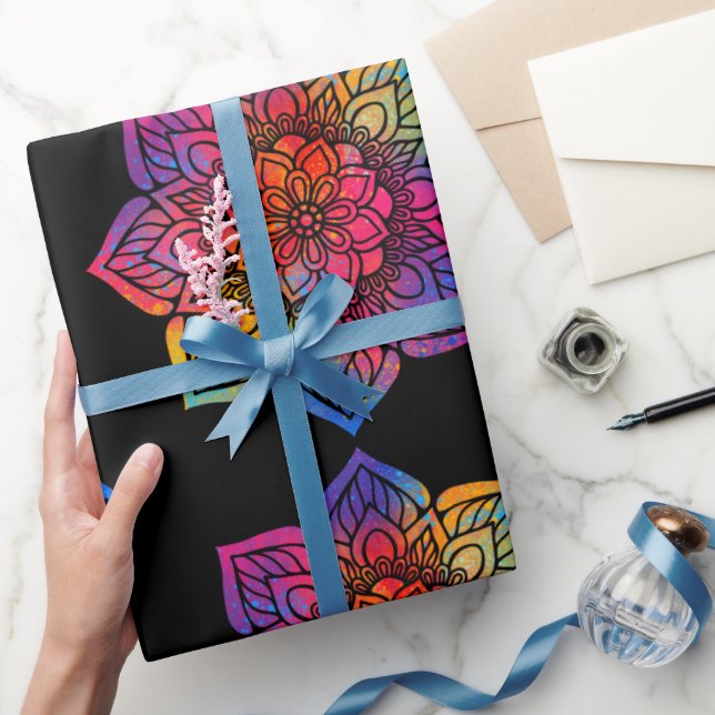 Rainbow Flower Mandala Presentpapper (Gifting)