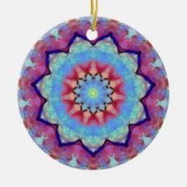 Rainbow Flower Mandala Round Ornament