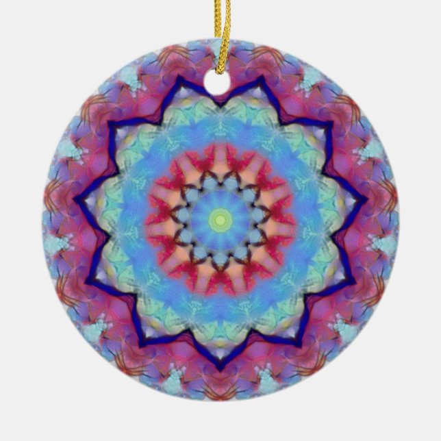 Rainbow Flower Mandala Round Ornament (Framsidan)