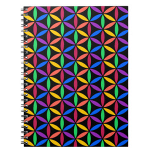 Rainbow Flower of Life Mönster Anteckningsbok