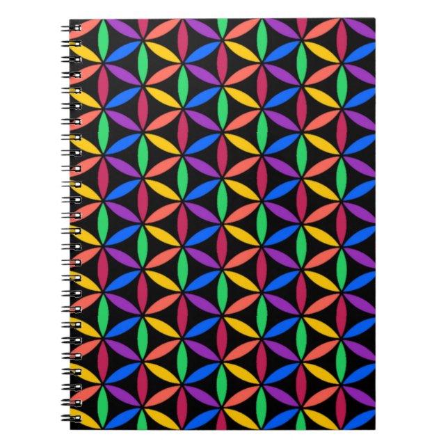Rainbow Flower of Life Mönster Anteckningsbok (Framsidan)