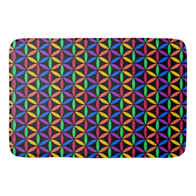 Rainbow Flower of Life Mönster Badrumsmatta (Framsidan)