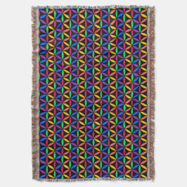 Rainbow Flower of Life Mönster Filt