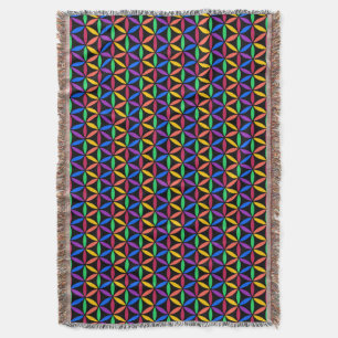 Rainbow Flower of Life Mönster Filt