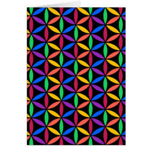 Rainbow Flower of Life Mönster Hälsningskort