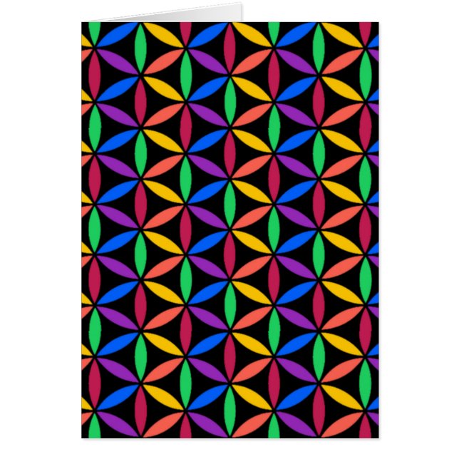 Rainbow Flower of Life Mönster Hälsningskort (Framsidan)