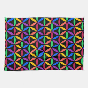 Rainbow Flower of Life Mönster Kökshandduk