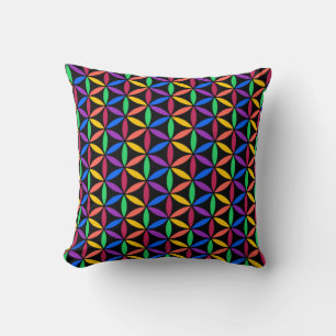 Rainbow Flower of Life Mönster Kudde