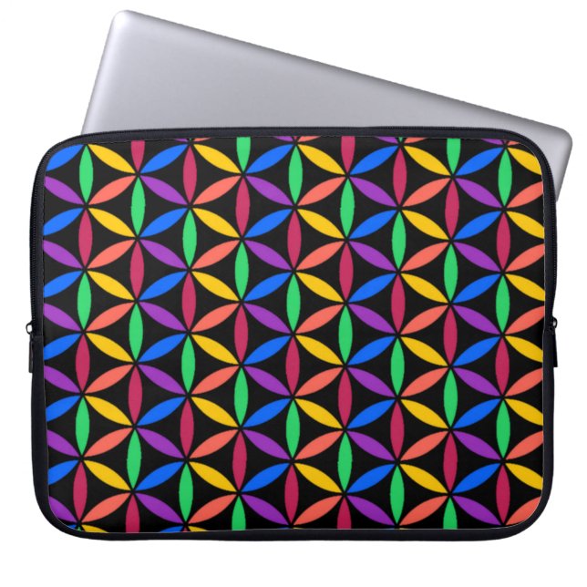 Rainbow Flower of Life Mönster Laptop Fodral (Framsidan)