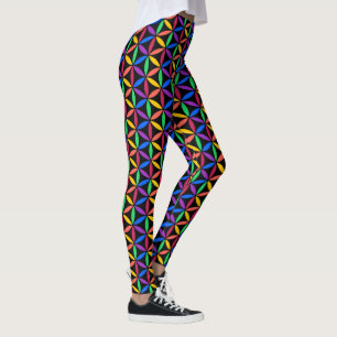 Rainbow Flower of Life Mönster Leggings