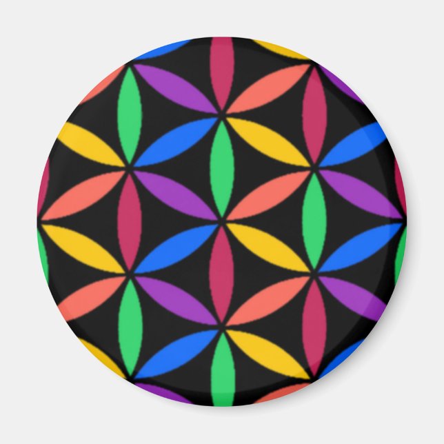 Rainbow Flower of Life Mönster Magnet (Framsidan)