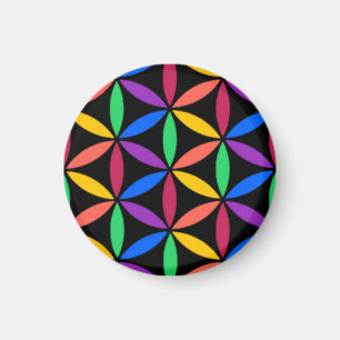 Rainbow Flower of Life Mönster Magnet