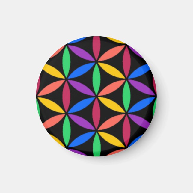 Rainbow Flower of Life Mönster Magnet (Framsidan)