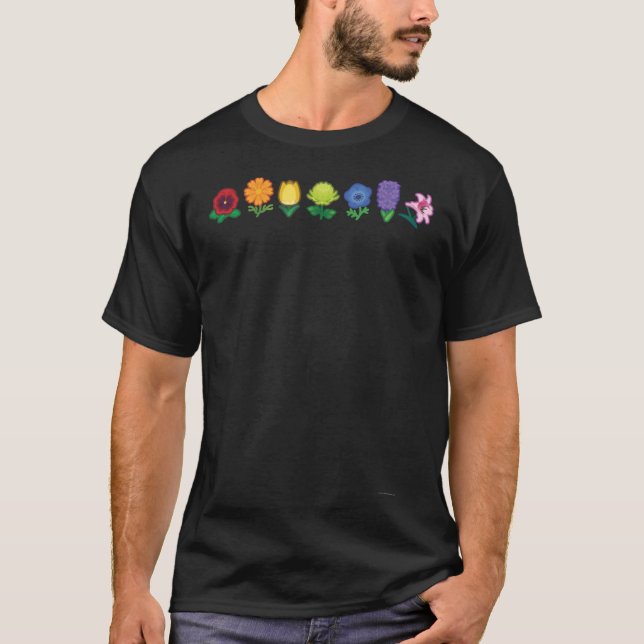 Rainbow Flower Power gift T Shirt (Framsida)