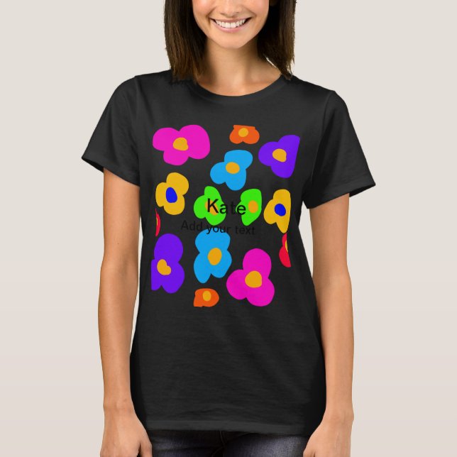 Rainbow Flower Pride Love Add Name Text Lqbtq Abst T Shirt (Framsida)