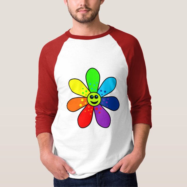 Rainbow Flower Raglan T-Shirt (Framsida)