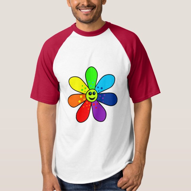 Rainbow Flower Raglan T-Shirt (Framsida)