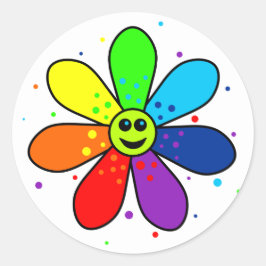Rainbow Flower Stickers Runt Klistermärke