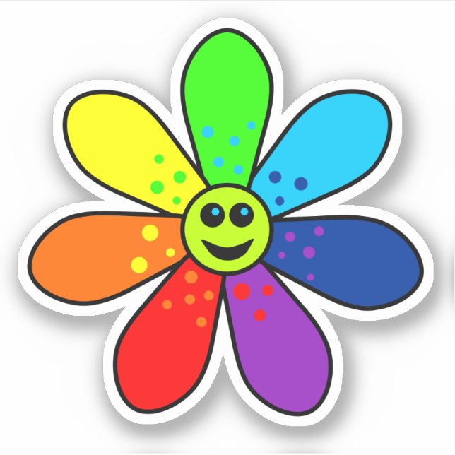 Rainbow Flower Vinyl Sticker Klistermärken (Framsida)