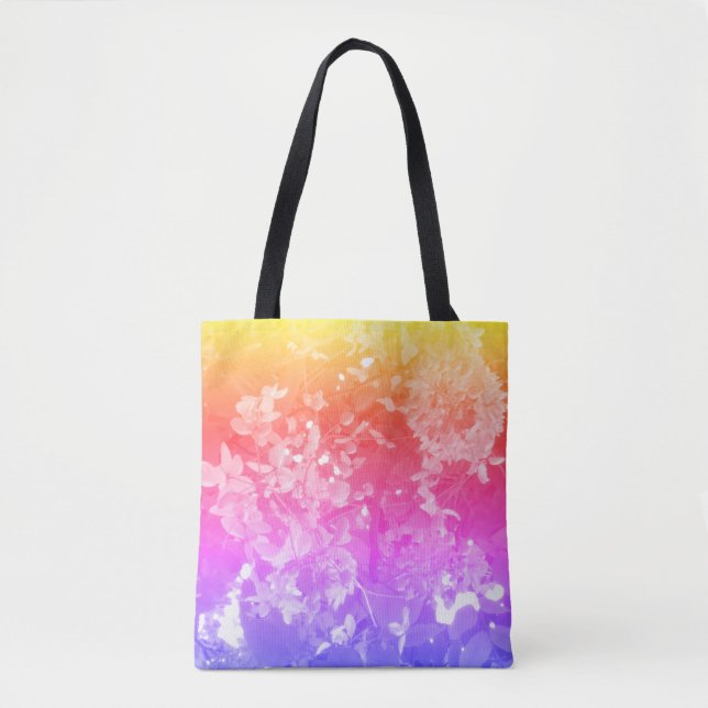 Rainbow Flowers Art Tote Bag Tygkasse (Framsida)