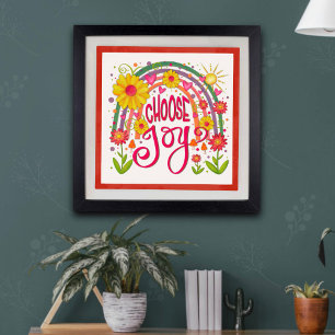 Rainbow Flowers Colorful Välj Joy Inspirief Poster