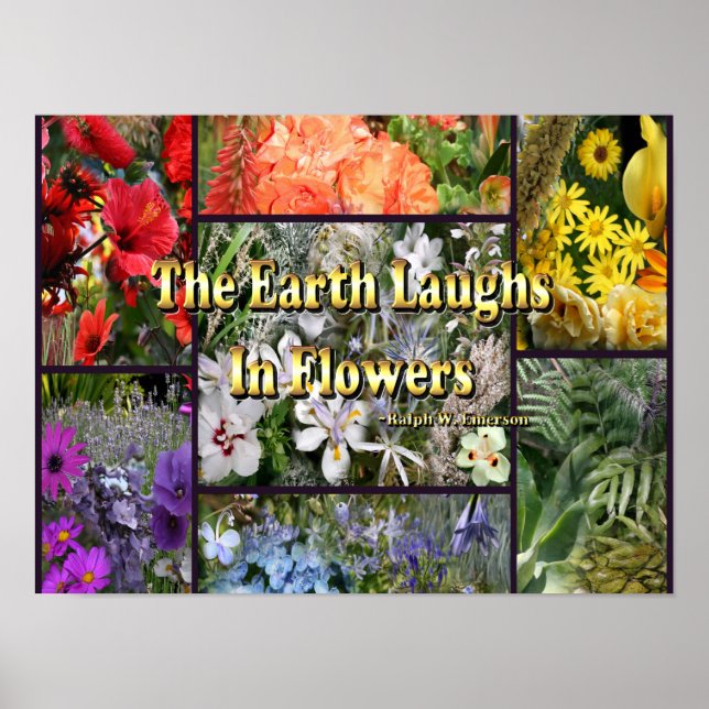 Rainbow Flowers - Earth Laughs by Emerson Poster (Framsidan)
