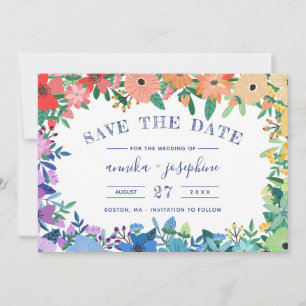 Rainbow Flowers LGBT Bröllop spara datum Datumet
