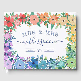 Rainbow Flowers Mrs. & Mrs Bröllop Guestbook Gästböcker