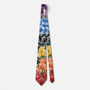 Rainbow Flowers Neck Tie Slips