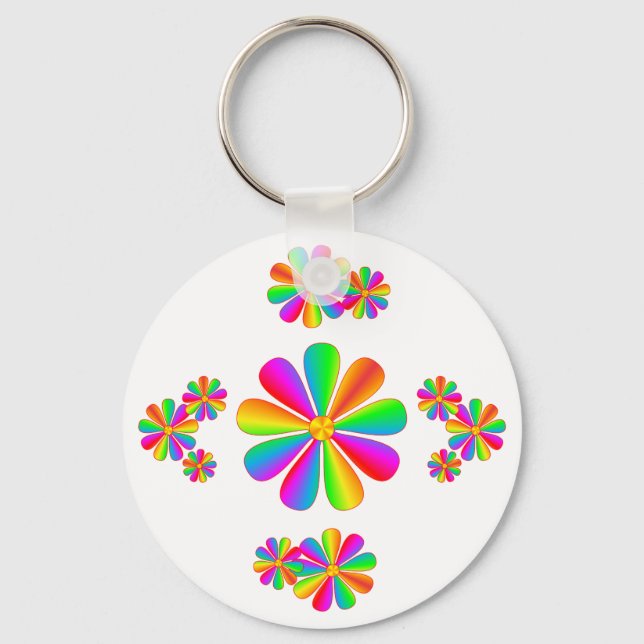 Rainbow Flowers Nyckelring (Framsida)