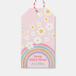 Rainbow Flowers Retro Birthday Favors Party Märkre Presentetikett