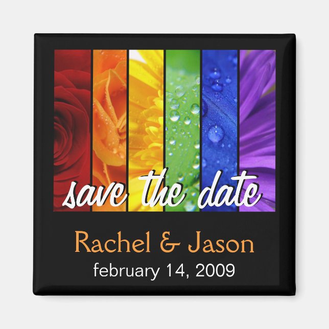 Rainbow Flowers | Spara datum Magnet (Framsidan)