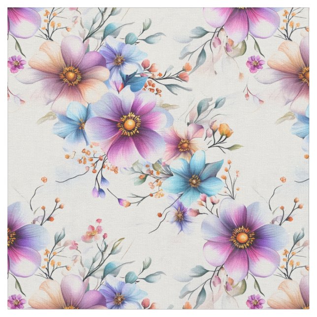 Rainbow Flowers Tyg (Närbild)