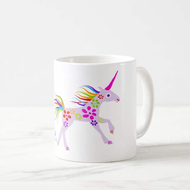 RAINBOW FLOWERS UNICORN VECTOR ILLUSTRATION KAFFEMUGG (Framsida höger)