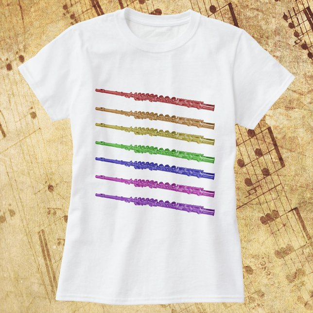 Rainbow Flutes T Shirt (A tshirt with a rainbow pattern of flutes)