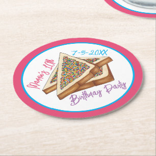 Rainbow Födelsedagsfest Australian Fairy Bread Foo Underlägg Papper Rund