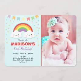 Rainbow Födelsedagsfest inbjudan Girl Confetti