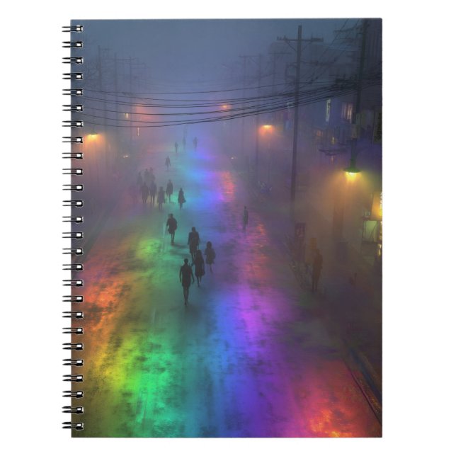 Rainbow Fog City Street - bärbar dator Anteckningsbok (Framsidan)