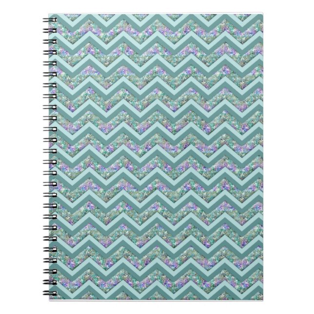 Rainbow Foil ZigZag Mönster Anteckningsbok Med Spiral (Framsidan)