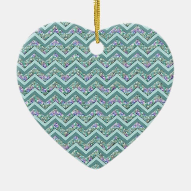 Rainbow Foil ZigZag Mönster Julgransprydnad Keramik (Framsidan)